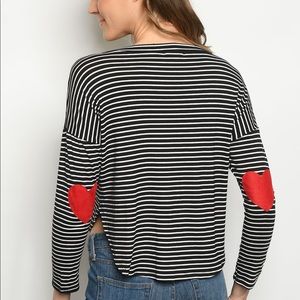 Boat Neck Top Featuring heart ❤️ Elbow Patches